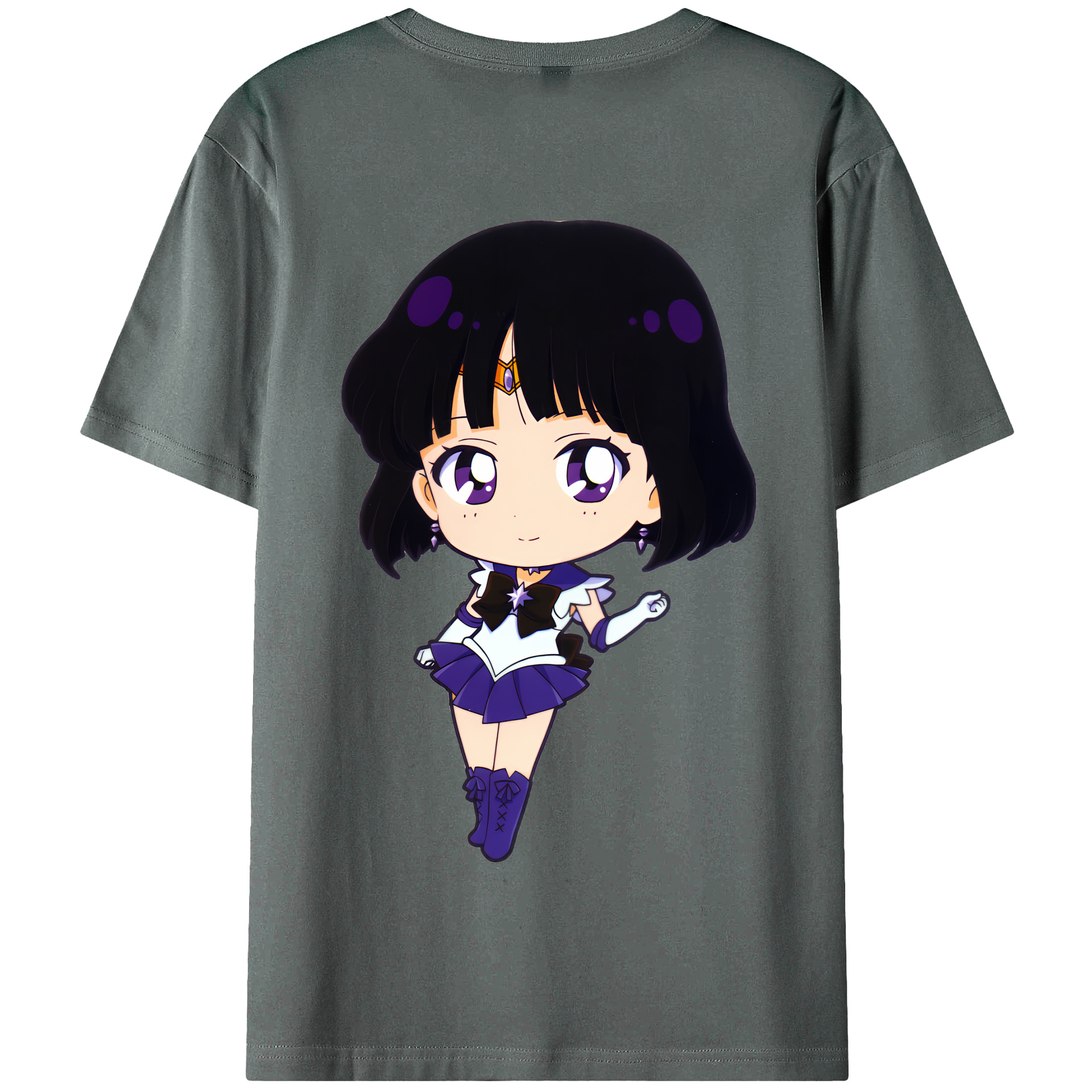 （画像用） 美少女戦士セーラームーン 土萠ほたる Sailor Moon Tomoe Hotaru （セーラーサターン；Sailor Saturn） 綿100％半袖Tシャツ（背面プリント）